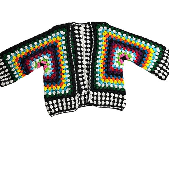 Handmade‎ Crochet Bright Vibrant Hexi Cardigan Boho Festival  Fits S to L (3003) - Picture 3 of 11